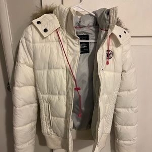 American Eagle Puffer Jacket with Faux Fur on Hood